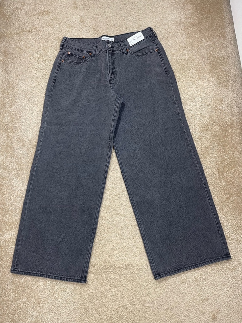 Abercrombie & Fitch Ultra Loose Low Rise Jeans in Washed Black